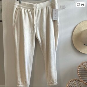 Athleta Cream Ribbed Pants